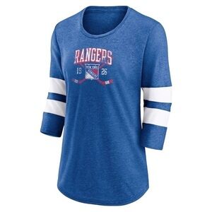 Fanatics New York Rangers Hockey Three-Quarter Sleeve T-Shirt NWT